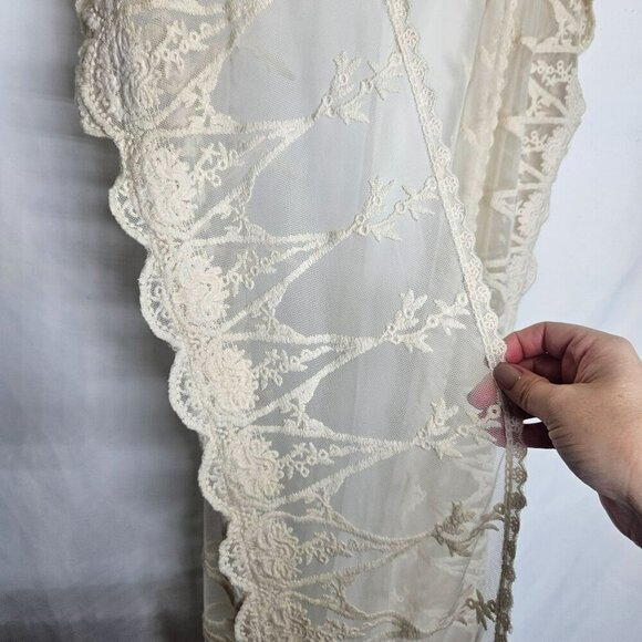 Vivid Importers Cream Lace‎ Crochet Long Duster Kimono Open Front Cardigan 1X - Picture 2 of 9